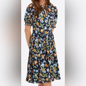 NWT Draper James Kacey Knit Dress in Spring Blooms, Nassau Navy Multi in Color,S